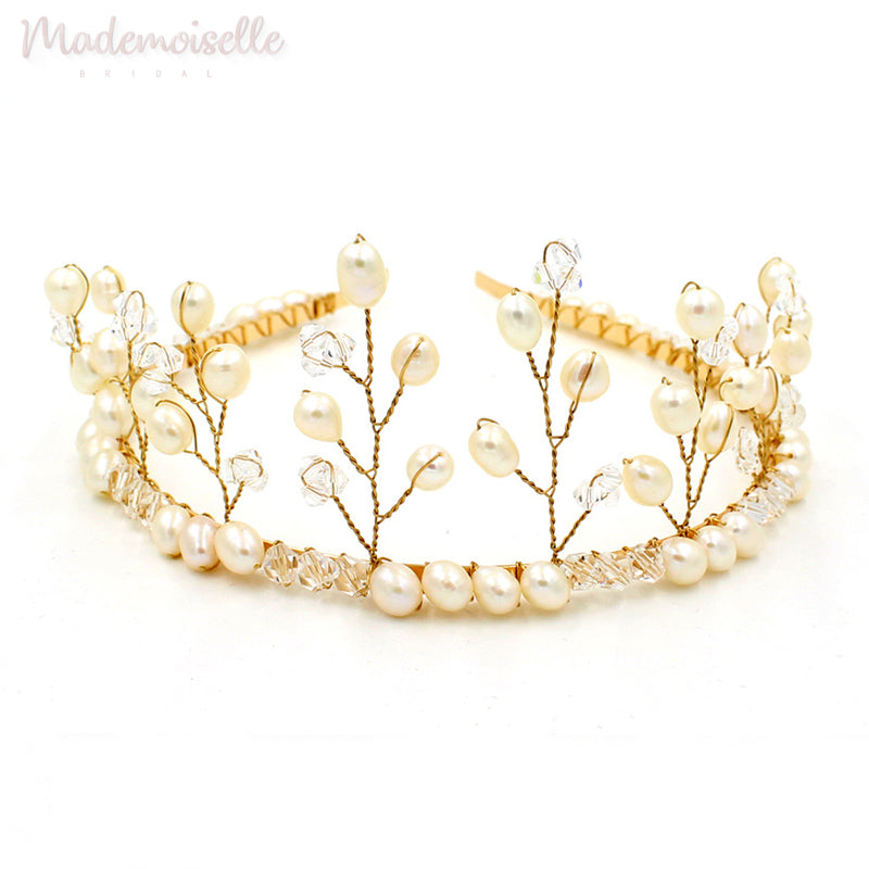 Pearl Branches with Rhinestones Tiara