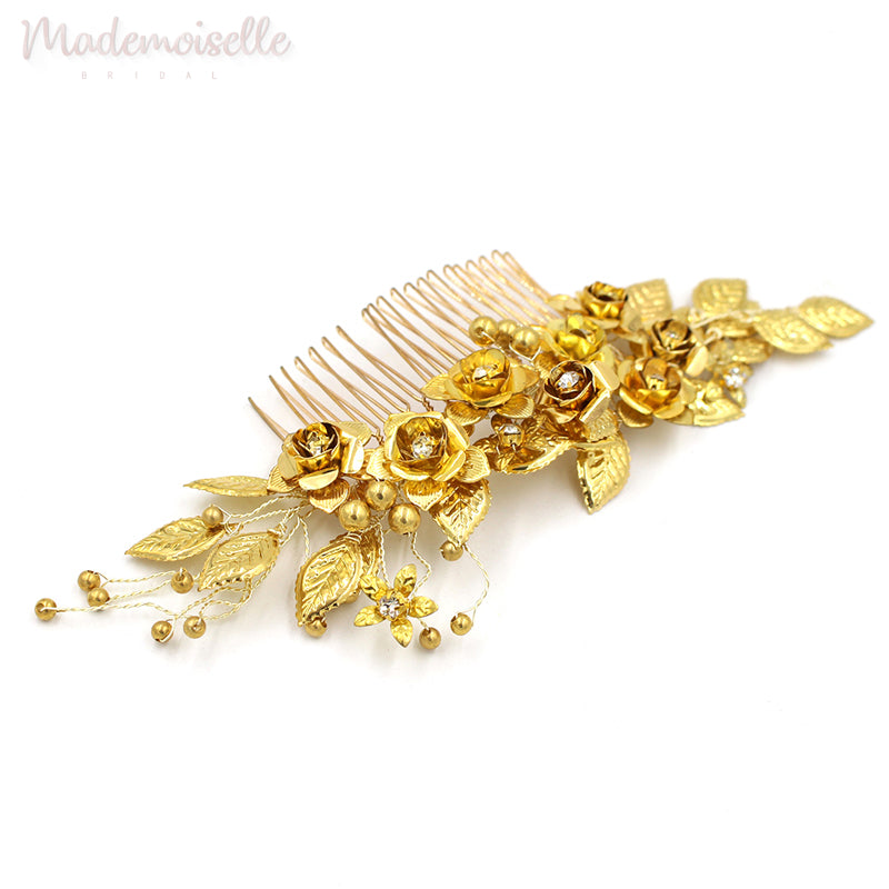 Modern Florals Gold Comb