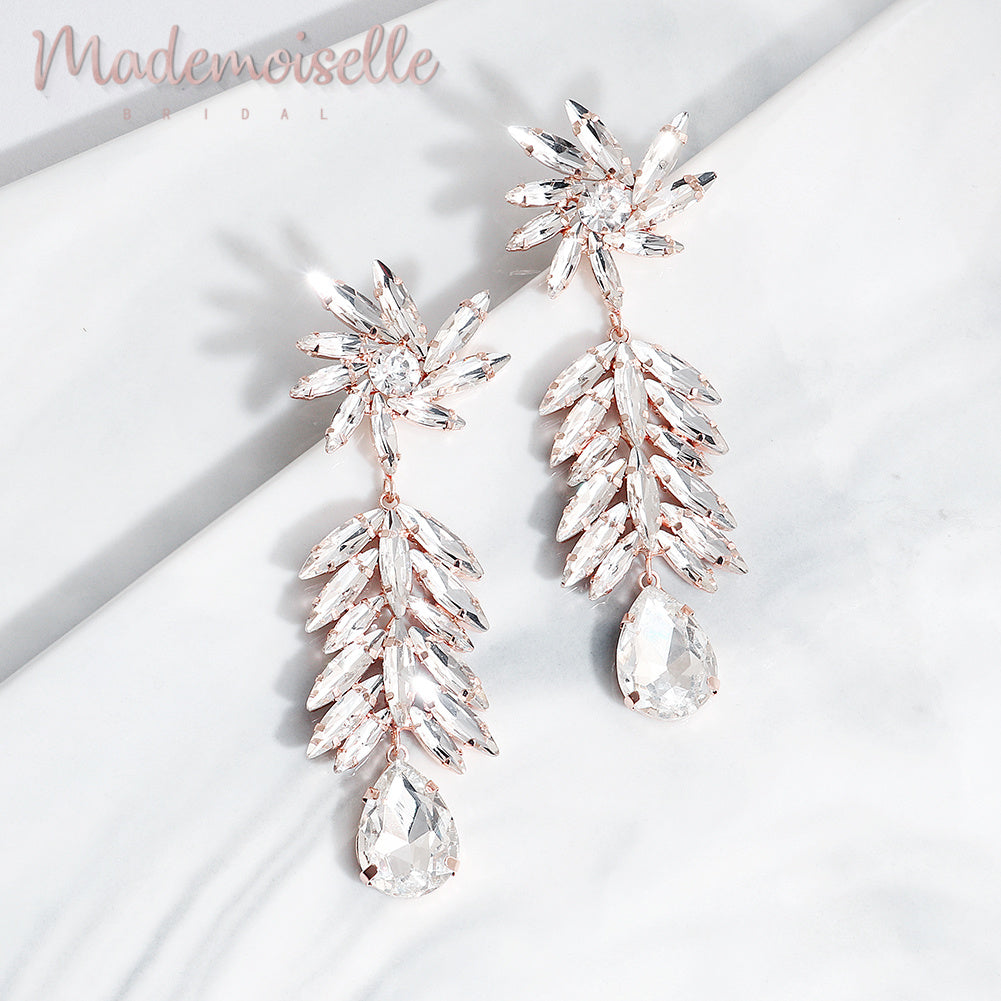 Crystal leaf store earrings