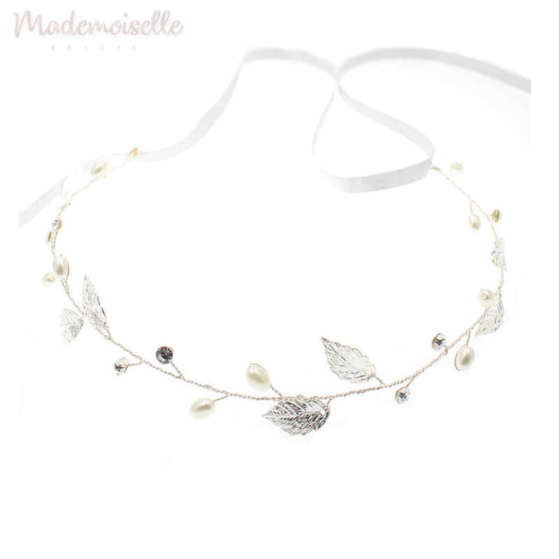 Classic Pearls and Leaves Hair Vine