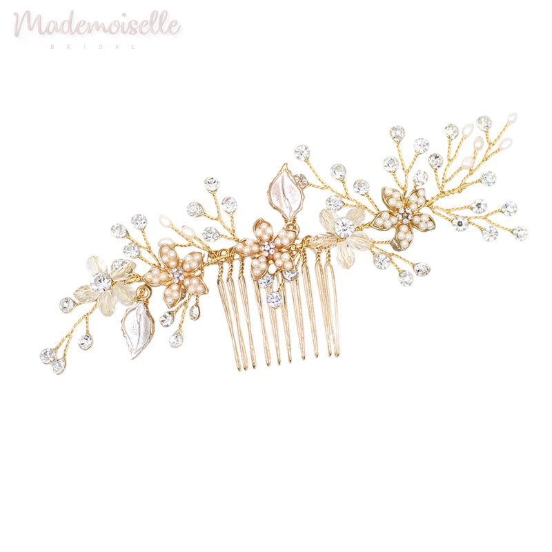 Floral and Crystal Comb