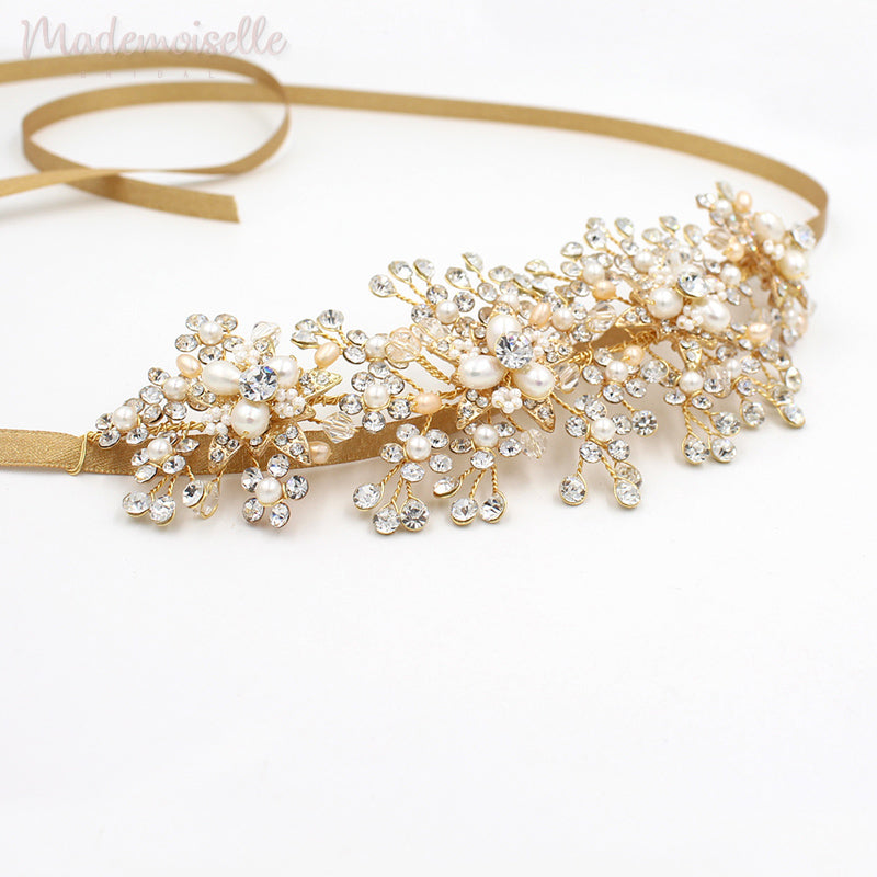 Dazzling Crystal and Pearl Hair Vine