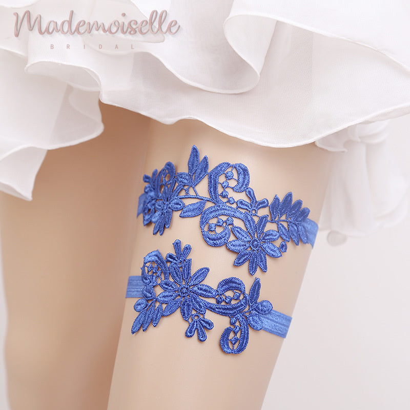 Lace Bridal Garter /Blue Wedding Garter/ Floral Garter Elegant Garter/ –  ChicSew