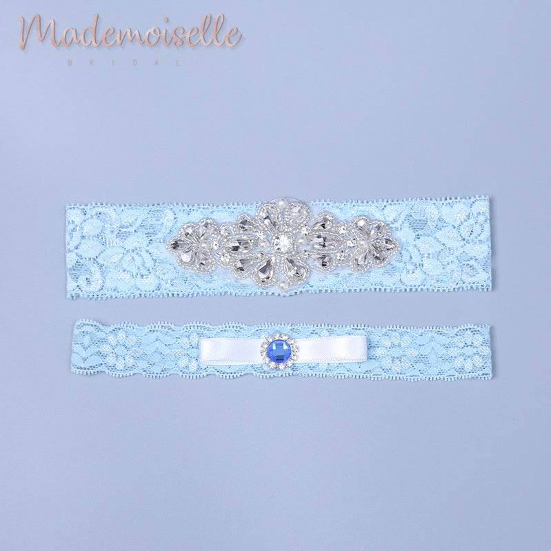 Sapphire and Crystal Bridal Garter Set
