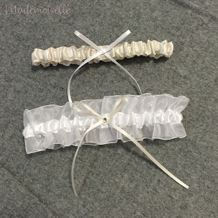 Classic Satin and Lace Bridal Garter Set