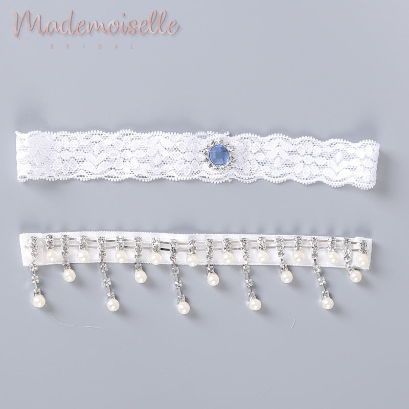 Crystals and Pearls Bridal Garter Set