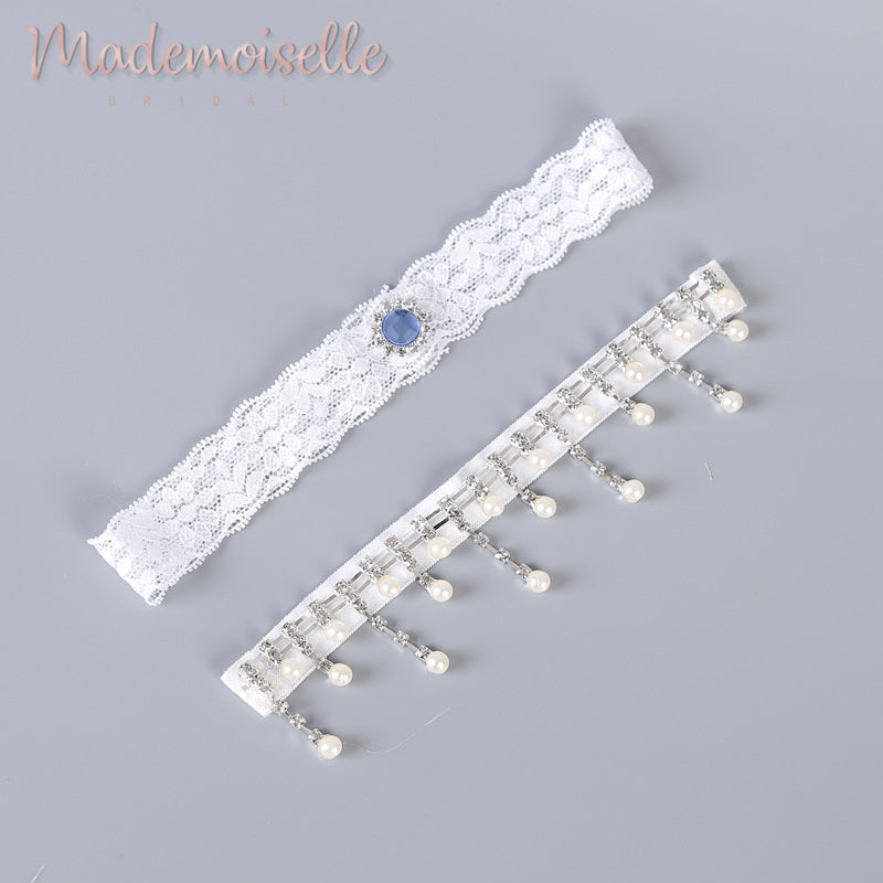 Crystals and Pearls Bridal Garter Set